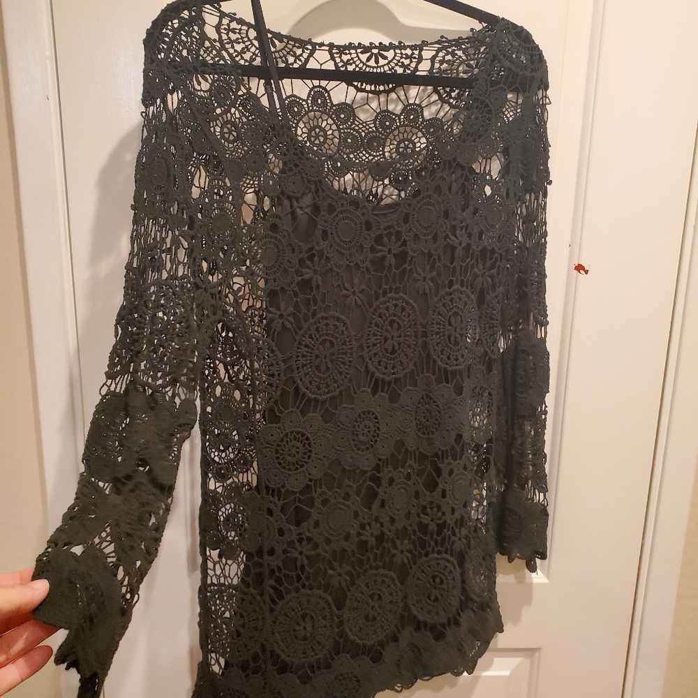 Women's black crochet dress